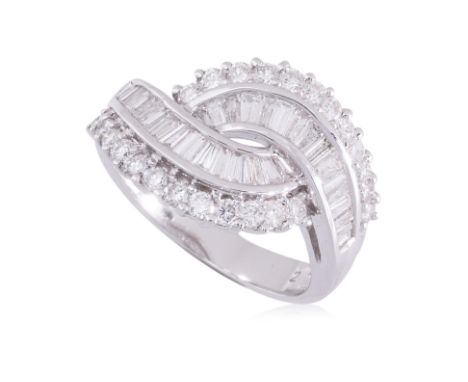 A HIGH KARAT GOLD DIAMOND RING
Featuring round brilliant cut diamonds totalling approximately 0.40 Cts, mounted in a white go