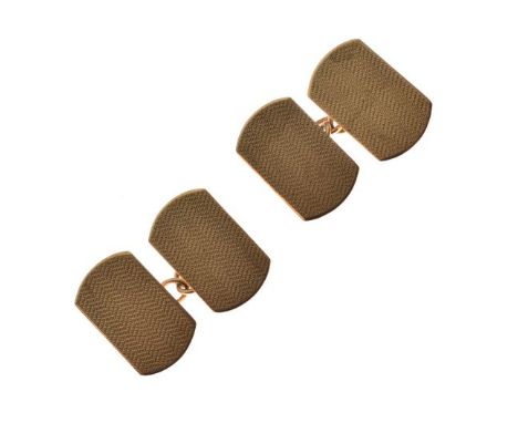 Pair of 9ct gold cufflinks with engine turned decoration, 4.6g approx   Condition: 