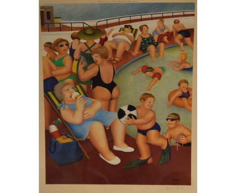 Beryl Cook - Signed limited edition print - The Bathing Pool, signed in pencil and limited to 850 copies, 62cm x 50cm, unfram