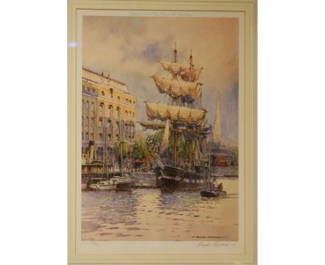 Frank Shipsides - Four signed limited edition prints - Waterfront, 40cm x 29cm, Corn Street, 40cm x 29cm, Return Of The SS Gr