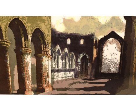 Norman Wade - Signed limited edition print - Fountains Abbey No.20/60, signed, titled, numbered and dated '71 in pencil, 33cm