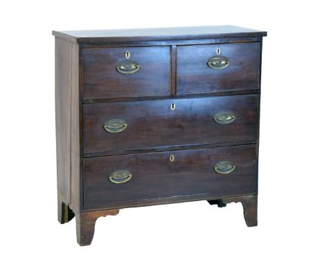 19th Century mahogany chest of two short and two long drawers on bracket feet   Condition: 