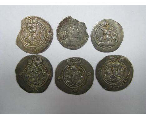 Five (4) Silver Drachm Sasanian Kings of Persia, early period various rulers noted, in fine condition, I Arab Sassanian chipp