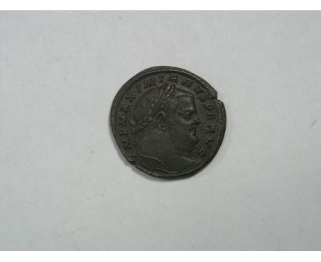Roman Follis Maximianus Follis Aequitas Standing Holding Scales and Cornucopia, large module good detail, very fine.