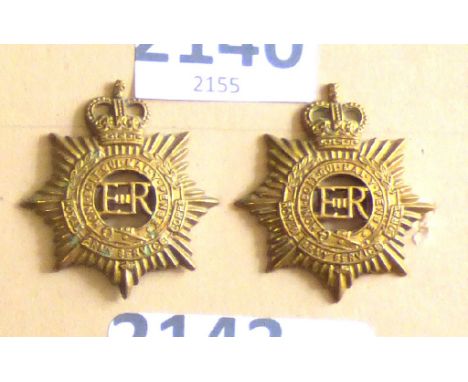 Corps Collar Badge Pair-Royal Army Service Corps-QC,Brass-Pair
