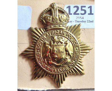 South Africa - South African Police Helmet Badge - Brass KC