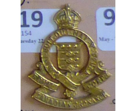 Canada - Royal Canadian Ordnance Corps Cap Badge, Brass KC
