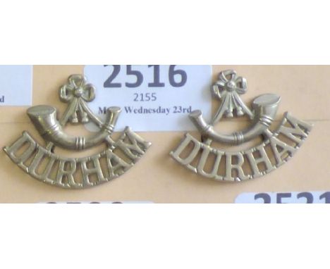 British Shoulder Titles-The Durham Light Infantry - Bugle/Durham - left and right facing (2) - w/m (W1346+1349)