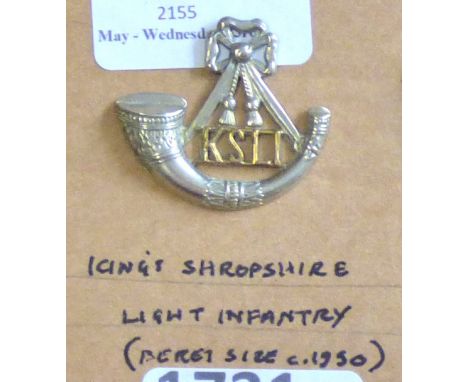 British Regiment - Light Infantry - King's Shropshire Light Infantry - w/m (Beret Badge c1950)