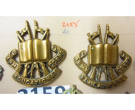 Corps Collar Badge Pair-Army Education Corps-Copper Gilt,(Pre 1948) - Pair