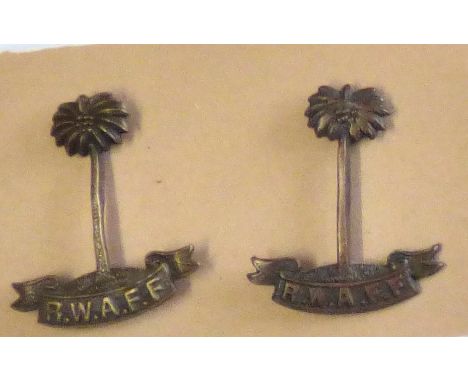 Royal West African Frontier Force, Bronze Collar Badge pair, scarce