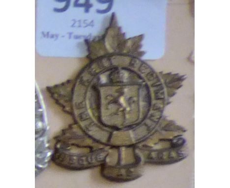 Canada - The Kent Regiment Officers Cap Badge - Bronze KC