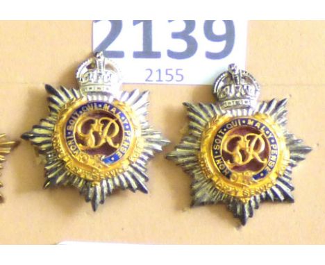 Corps Collar Badge Pair-Royal Army Service Corps-KC(KGV1) Enamel, Gilt + Silver-Pair