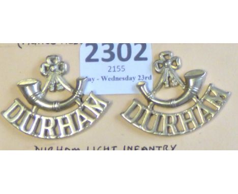 Durham Light Infantry - Bugle/Durham -Facing pair - Brass                                                