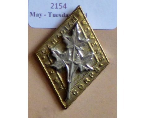 Canada - Canadian Women's Army Corps Cap Badge - Bi-Metal
