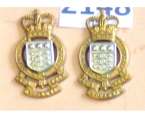 Corps Collar Badge Pair-Royal Army ordnance Corps-QC, Bi-Metal - Pair