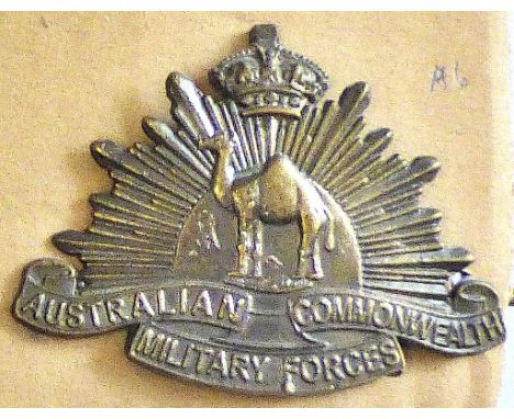 Australian - The Australian Camel Corps 1916 Officers Cap Badge'The Imperial Camel Corps' Battalion Bronze KC