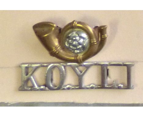 British Shoulder Titles-The King's Own Yorkshire Light Infantry - Bugle/K.O.Y.L1 (w/m)(W1258)