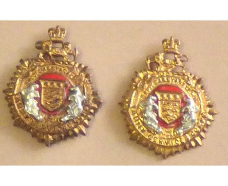 Rhodesia and Nyasland Army Service Corps QC, Gilt & Enamel Collar Badge pair