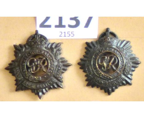 Corps Collar Badge Pair-Royal Army Service Corps-KC(KGV1) Bronze-Pair