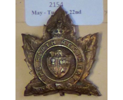 Canada - The Perth/Canadian Regiment Cap Badge Cap Badge - Bronze KC