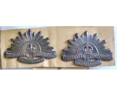 Australian Commonwealth Military Forces - Bronze pair of collar badges.