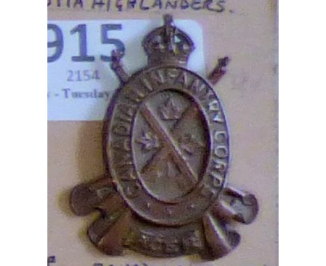 Canada - Canadian Infantry Corps Cap Badge (1942-46) Bronze KC