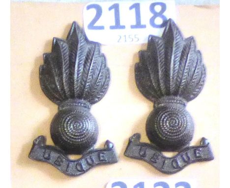 Corps Collar Badge Pair-Royal Engineers -Officers SD Bronze Pair                              