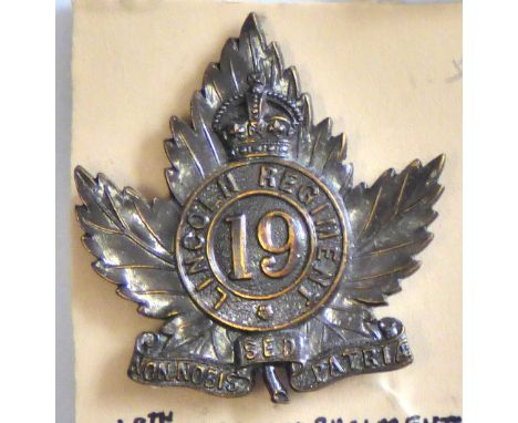 Canada - 19th Lincoln Regiment, Canadian Militia Cap Badge - (Pre 1920) Bronze