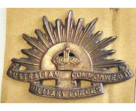 Australian Commonwealth Military Forces Cap Badge - Bronze copper KC