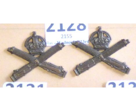 Corps Collar Badge Pair-Machine Gun Corps-KC, Bronze Pair                                          