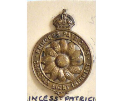 Canada - Princess Patricia's Canadian Light Infantry CEF Officers Cap Badge- Bronze - KC