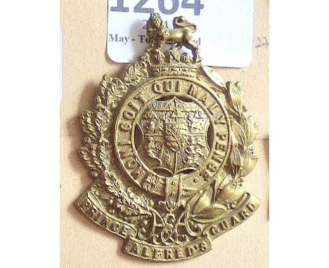 South Africa - 3rd Infantry Prince Alfred's Guard O.R.'s Helmet Plate - Brass