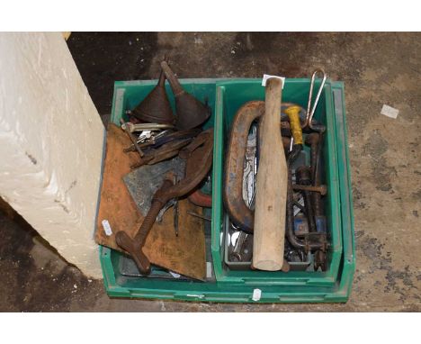 Box of various assorted tools and garage clearance items
