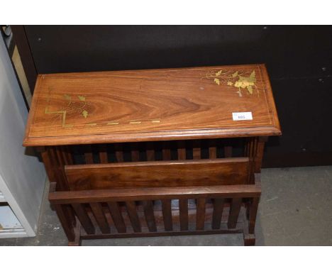 A brass inlaid side table/magazine rack