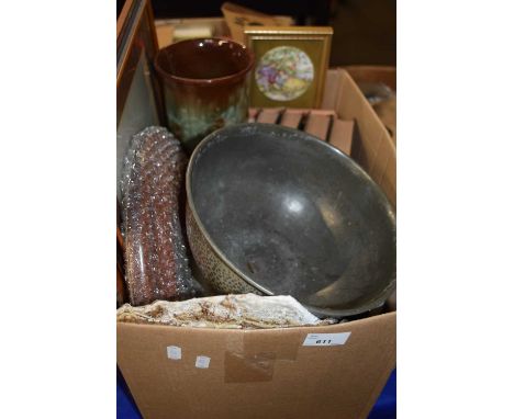 Mixed Lot: Pewter dish, vase, planter, books etc