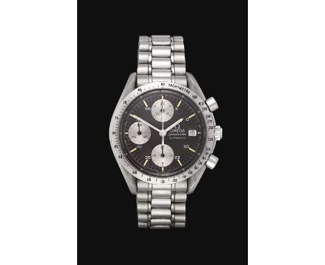 lever movement, black dial with luminous baton markers, three silvered dials for seconds, 30-minute and 12-hour registers, da