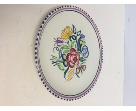 Poole pottery plate initialed LE