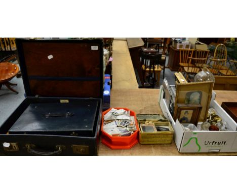 A group of miscellaneous including 19th century mining related lantern slides, anniversary clock, door furniture, prints, Har