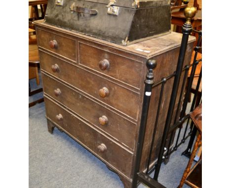 A 19th century four height chest of drawers on bracket feet 