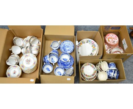 Six Shelley Spring Bouquet pattern floral plates; a Royal standard floral tea service; blue and white Italian Spode design te