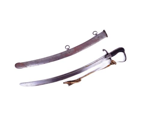 An original British 1796 pattern Light Cavalry Troopers short sword. Stirrup hilt knuckle guard, leather bound grip and broad