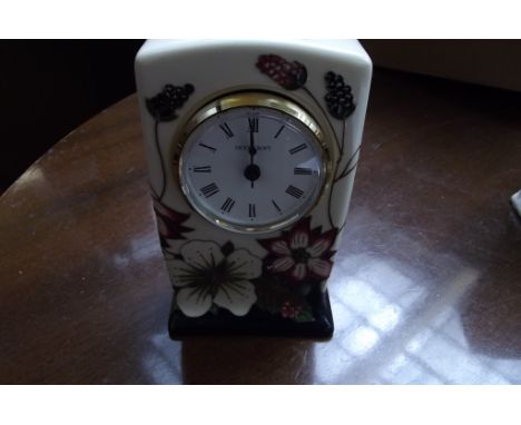 Moorcroft mantel clock, Bramble Revisited pattern 