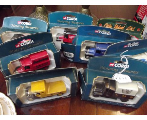 Six Corgi model vans 