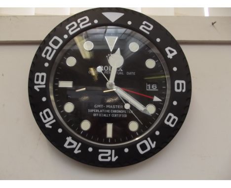 Rolex Oyster Perpetual Date GMT- Master II wall clock in the form of a watch face with sweep hand movement 