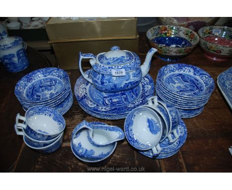 A blue and white Spode ''Italian'' Teaset to include six cups and six saucers, sugar bowl, milk jug, four large plates, twelv