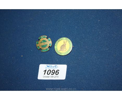 An enamel green British Field sports Badge and Farmers Weekly spotted badge.