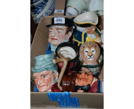 Seven assorted Toby Jugs including Carltonware, Royal Doulton, etc. (one a/f)