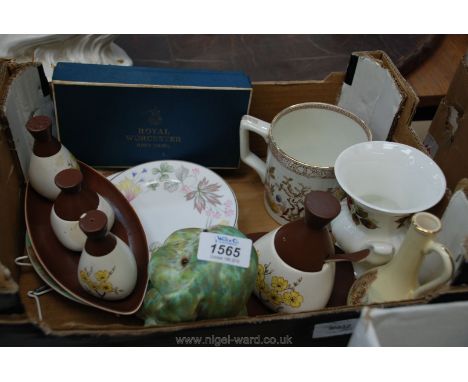 A quantity of china to include Royal Worcester trinket dish and posy vase, three Shelley plates, 8" Shelley plate, Carltonwar