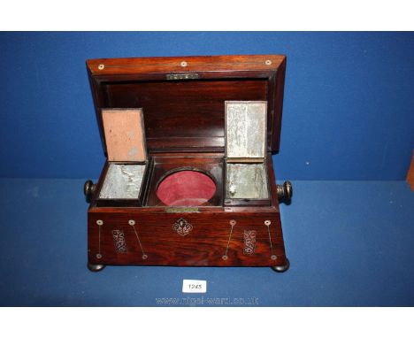 A large antique Rosewood inlaid tea caddy
